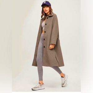 New Brushed Wool Belted Long Overcoat (Women's Large)
